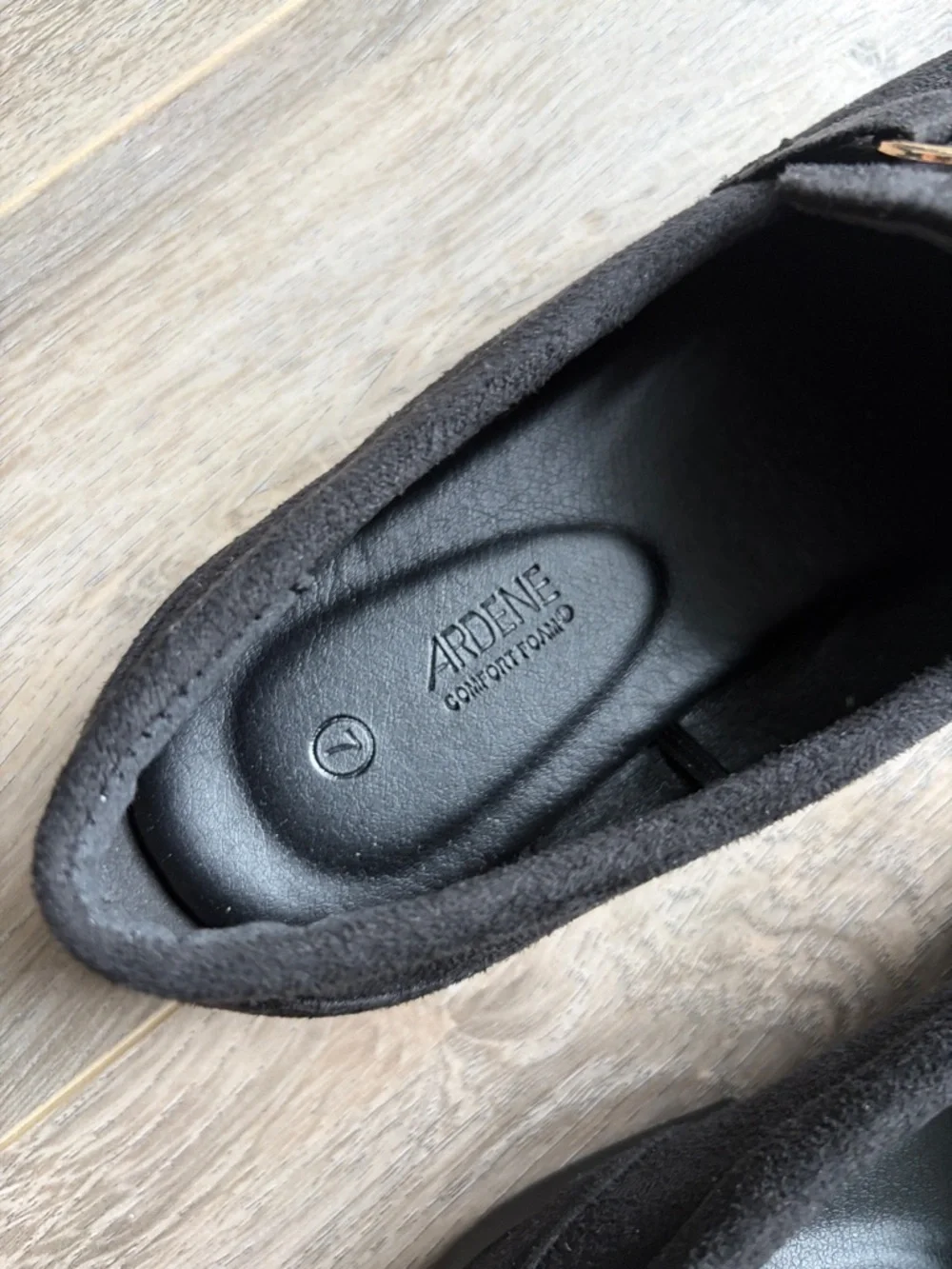 NWOT Ardene Black Suede Loafers with Metal Bit - Picture 2 of 4